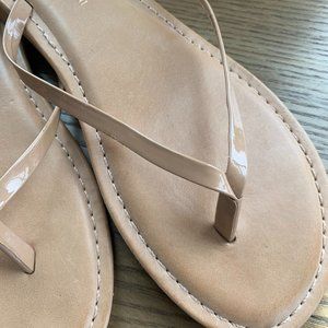 Antonio Melani Nude Patent leather flip flop sandals